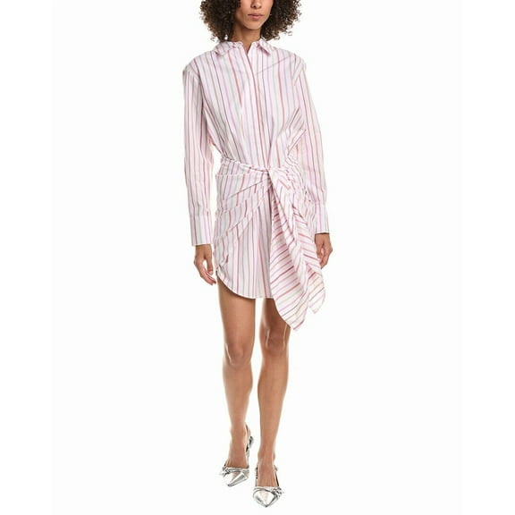 Derek Lam 10 Crosby womens Trish Striped Tie Waist Shirtdress, 6, Pink