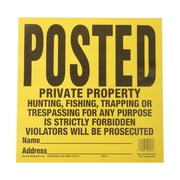 HY-KO 12" x 12" Outdoor Private Property Sign, Tyvek, Weather-Resistant, Yellow