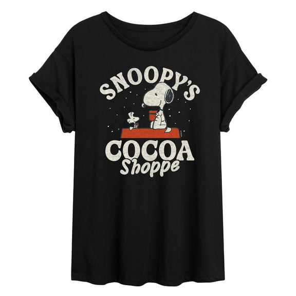 Peanuts - Snoopys Cocoa Shoppe - Womens Oversized Graphic T-Shirt