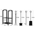 thumbnail image 4 of Fire Beauty 5-Piece Fireplace Set - Log Rack with 4 Tools (Poker, Shovel, Brush, Tongs) - Heavy Duty Black Wood Storage for Indoor/Outdoor, 4 of 10