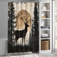 thumbnail image 3 of Elk Forest Fabric Shower Curtain Retro Moon Animal Oil Painting Washable Shower Curtains for Bathroom, Waterproof Bath Curtain with Hooks Home Decor 72x84in, 3 of 8