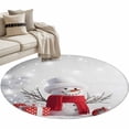 thumbnail image 6 of Grey Snowman Christmas Round Rug 3ft Washable Circle Entryway Rugs Non Slip Xmas Snowflake Balls Gifts Area Rug Indoor Floor Carpet for Bedroom Kitchen Living Room Home Office Dining Room Nursery, 6 of 8