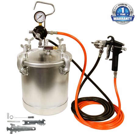 TCP Global Pressure Tank Paint Spray Gun with 1.5 Mm Nozzle 2-1/2 Gal