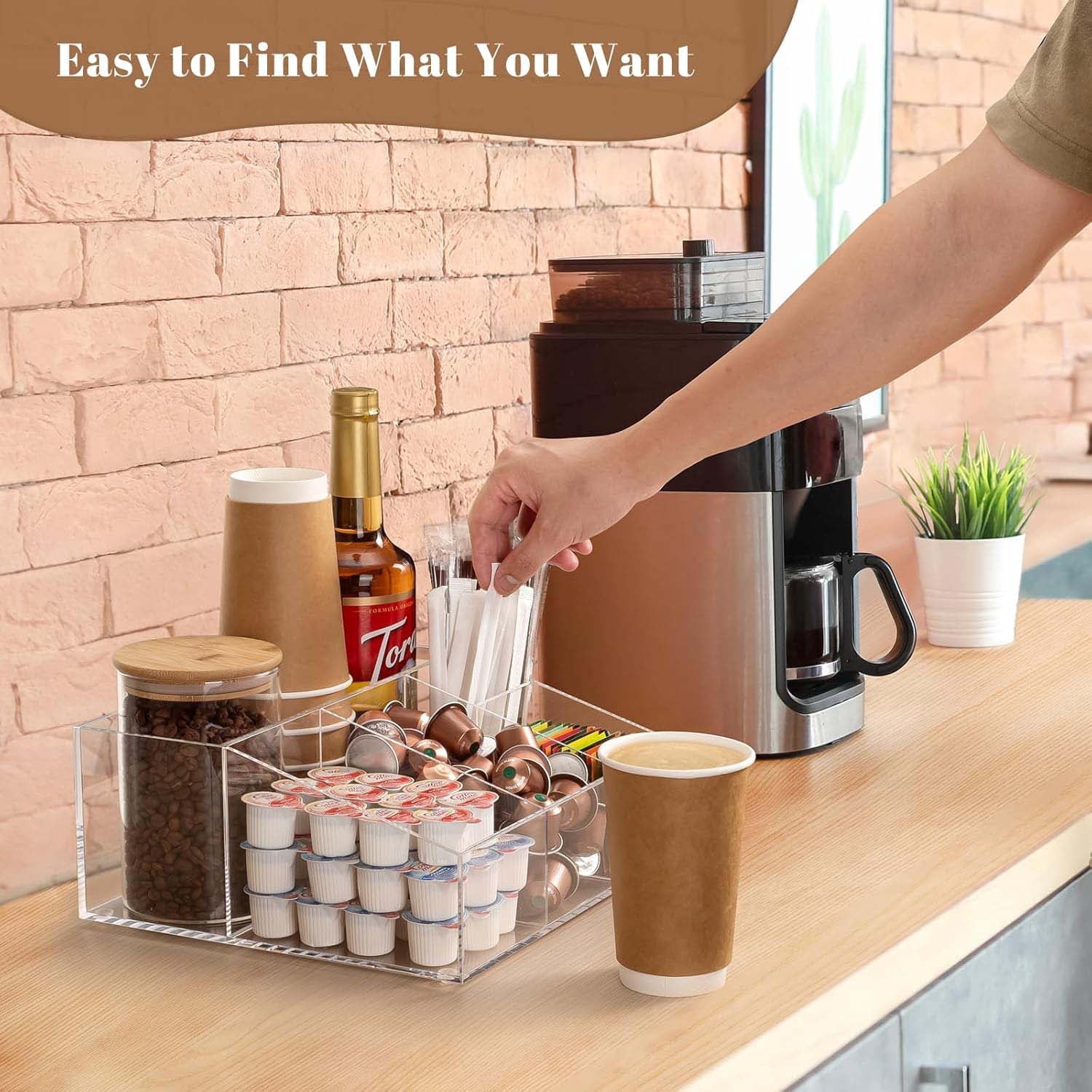 Acrylic Coffee Bar Station Organizer - Keep Your Coffee Space Tidy and Organized,Countertop, Office, Home Coffee K Cup