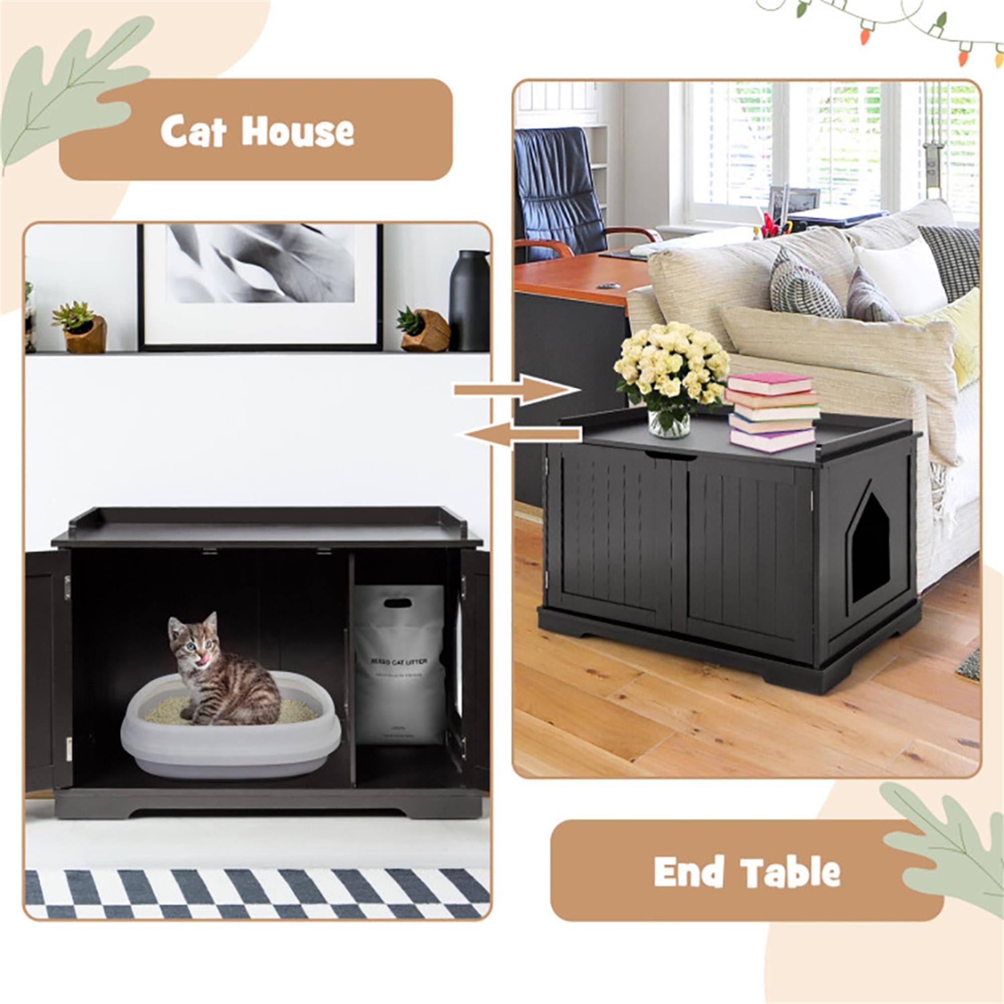Kadyn 29" Cat Litter Box Furniture, Cat Washroom, Hidden Litter Box Cover, Dog Proof Cat Litter Boxes Enclosure, Cat House, Black
