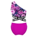 thumbnail image 4 of inhzoy Kids Girls Swimsuits Hawaiian Bikini Set One Shoulder Beach Sports Swimwear, 4 of 4