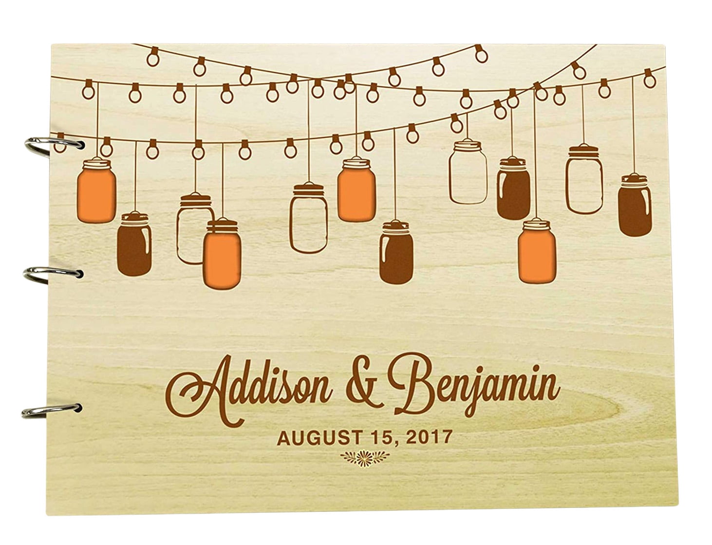 Personalized Photo Album Wood Engraved Scrapbook Custom Rustic Wedding Guestbook