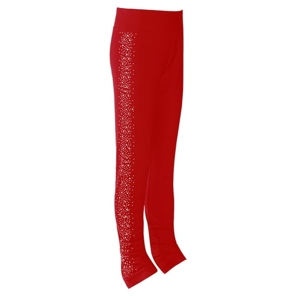 Aislor Kids Girls Sparkly Figure Skating High Waist Crystals Ice Skating Leggings Practice Pants Size 6-16 Burgundy 12