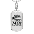 thumbnail image 5 of Jesus Loves This Mess Stainless Steel or 18k Gold Premium Swivel Dog Tag Keychain, 5 of 16