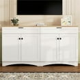 thumbnail image 3 of Harper & Bright Designs Wood TV Stand with 2 Drawers for 70 inch TV, TV Storage Cabinet with Adjustable Shelves, Mid-Century Entertainment Center Console Table for Living Room, White, 3 of 14