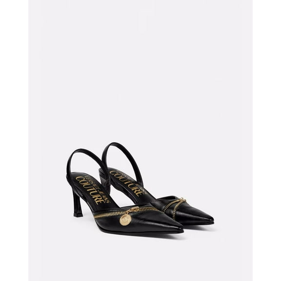 Versace Jeans Couture Womens Sleek Black Zip Slingback Heels-EU41 for Womens