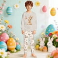 thumbnail image 6 of Easter Lantern Rabbit Print Pattern Pajama Set Long Sleeve Pants Beige 7Y-8Y, 6 of 6