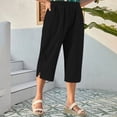 thumbnail image 2 of Summer Clearance! Womens Plus Size Pants,Summer Pants for Womens,Womens Solid Color Pocket Bottom Slit Pants, 2 of 5