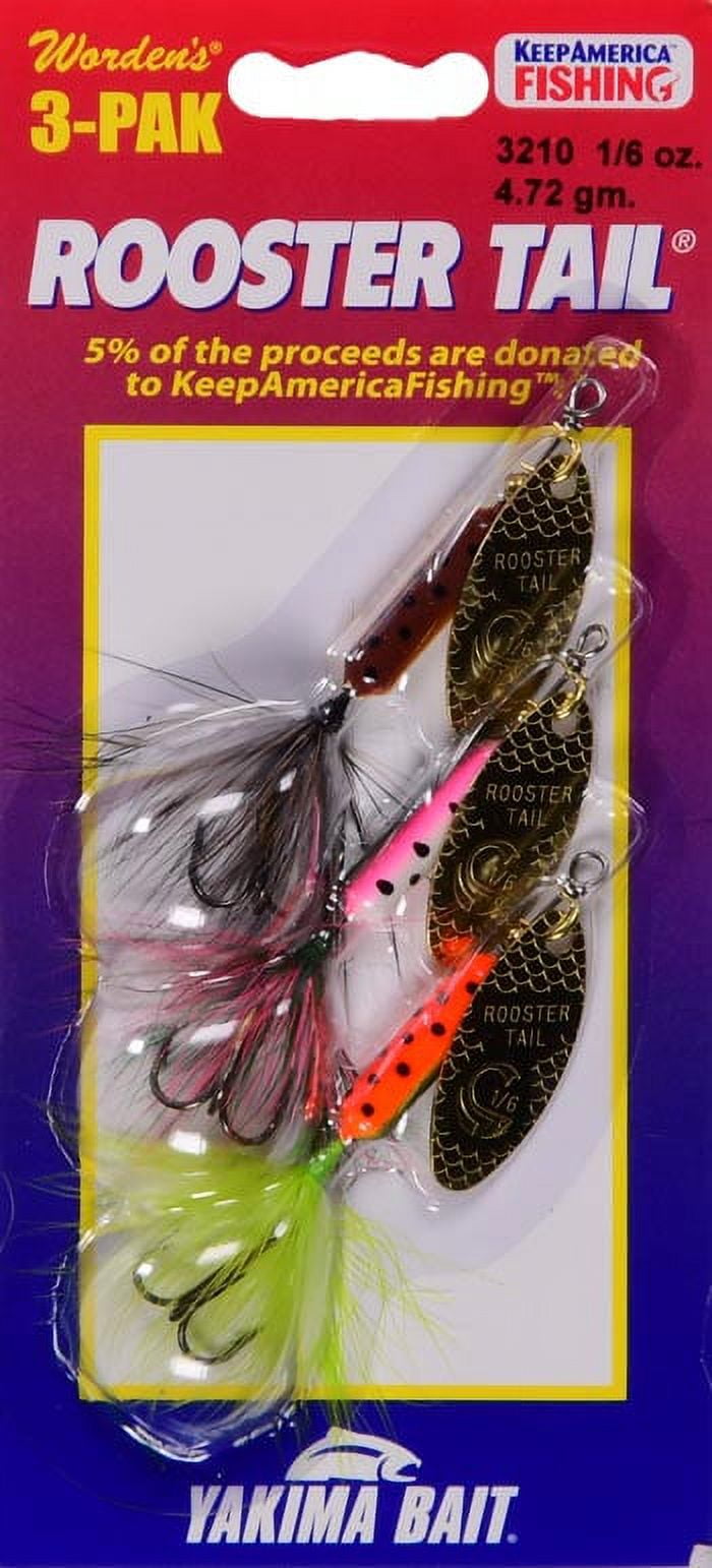 (2 pack) Yakima Bait Worden's Rooster Tail Spinner Trophy Fishing Lure Kit, 1/6 oz., 3 Count, 3210 S103