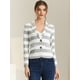 thumbnail image 3 of Blazer a rayas con cierre de botón y bolsillo con solapa con muesca para mujer Gris Claro L, 3 of 6