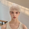 thumbnail image 4 of Unique Bargains Women's 1pc Fashion Faux Pearl Wide Headwrap 9.45"x6.69" Champagne, 4 of 5