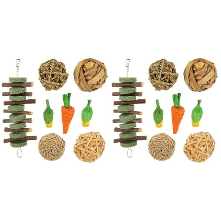 unbranded 16 pcs Rabbit Chew Toys Cage Accessories Small Animals Chewing Toys for Bunny Chinchilla