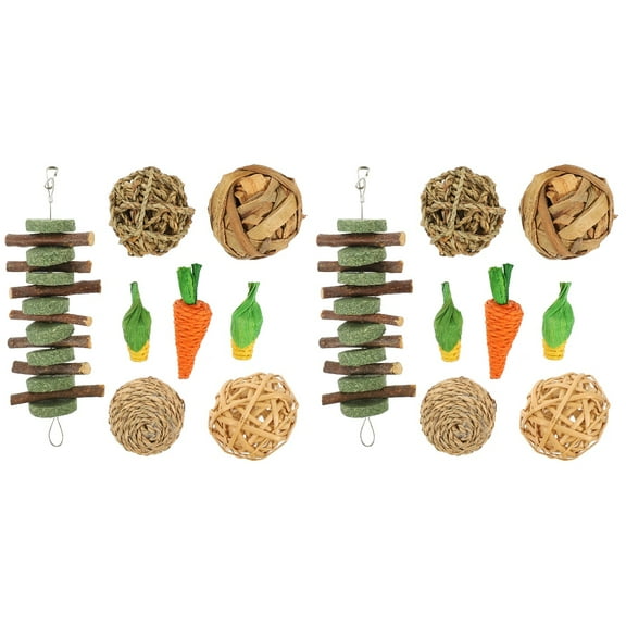 unbranded 16 pcs Rabbit Chew Toys Cage Accessories Small Animals Chewing Toys for Bunny Chinchilla