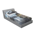 thumbnail image 3 of Ambesonne Scenery Fitted Sheet & Pillow Sham Set, Autumn Rocks and Clouds, Full, Blue Grey White, 3 of 3