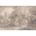 thumbnail image 2 of Thomas Gainsborough 18x13 Black Ornate Wood Framed Double Matted Museum Art Print Titled - Wooded Landscape with Figures Outside a Cottage Door (Between 1775 and 1780), 2 of 5