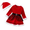 thumbnail image 1 of Robe de Père Noël Rouge à Manches Longues en Tulle pour Fillettes avec Chapeau, 1 of 6