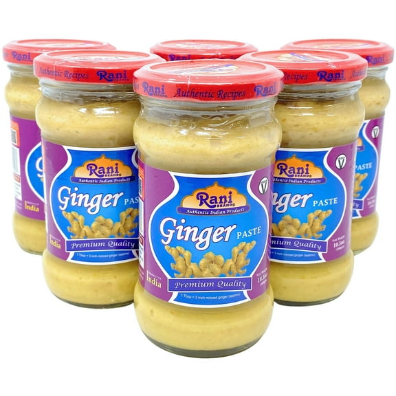 Rani Ginger Cooking Paste 10.58oz (300g) Glass Jar, Pack of 5 1 FREE ~ Vegan | Gluten Free | NON-GMO | No Colors | Indian Origin