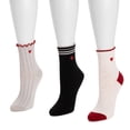 thumbnail image 3 of MUK LUKS Women's 3 Pack Texture Embroidery Crew Sock, 3 of 3