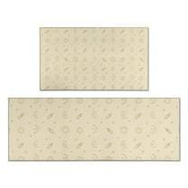 Beige Celestial Pattern Kitchen Rugs Sets Of 2,Anti Fatigue Kitchen Mat Rugs Non Slip Washable,Decorative Kitchen Floor Mats for Kitchen,Sink,Laundry,17"x30" 17"x47"