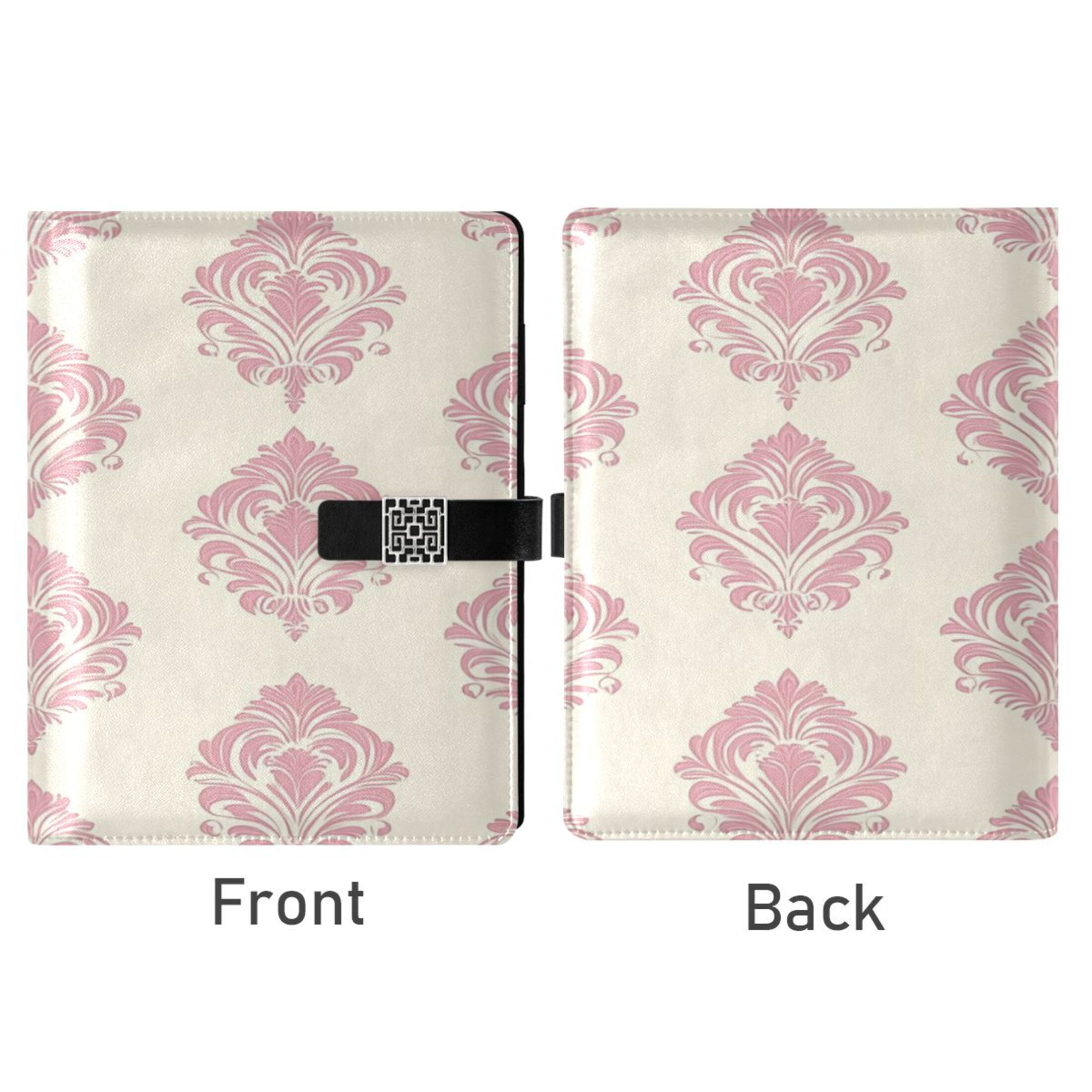 9.2x6.7 inch Leather Notebook 100 Sheets, Multi-Pocket Design & Pen Loop Cream Vintage Pattern Refillable Journal Organizer