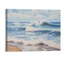 Shiartex  Beach Wall Art Pictures: Ocean Wall Art Waves Canvas Prints Beach Artwork for Walls 20x16 Inch