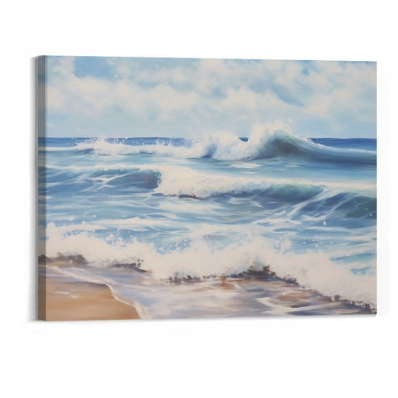 Shiartex  Beach Wall Art Pictures: Ocean Wall Art Waves Canvas Prints Beach Artwork for Walls 20x16 Inch