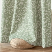 Curtainking Blackout Curtains for Bedroom Thermal Curtains Floral Patterned Living Room Vintage Country Curtain 84 inch Long 2 Panels Green on Beige