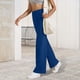 thumbnail image 4 of Amzcrzy Pantalones Yoga Mujer Color Liso - Cintura Elástica, Control Abdominal, Corte Acampanado, Leggings Elásticos Cómodos, Bolsillos S-2XL Azul, 4 of 7