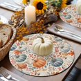thumbnail image 6 of Thanksgiving Fall Round Braided Placemats Set of 4, Rustic Orange White Green Pumpkin Maple Leaf Heat Insulation Place Mats Washable Non-Slip Table Mats for Kitchen Dining Party, 15 Inches, 6 of 9