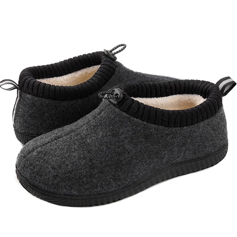 Fleece slipper with ankle elastic