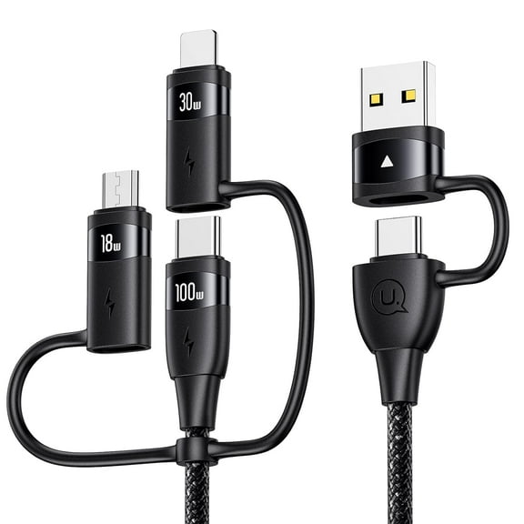 100W USB C Multi Charging Cable,4FT 5-in-1 5A Fast Sync Charger Adapter Nylon Braided Type-C Cable for Laptop/Tablet/Phone and More