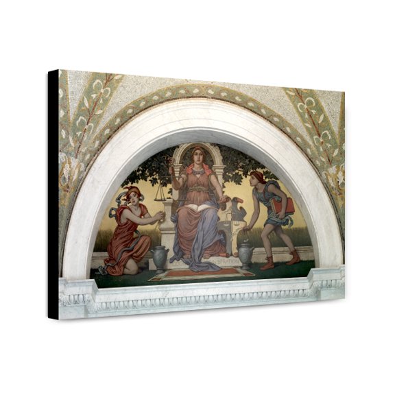 Canvas Print: Lobby To Main Reading Room. Good Legislation Mural By Elihu Vedder