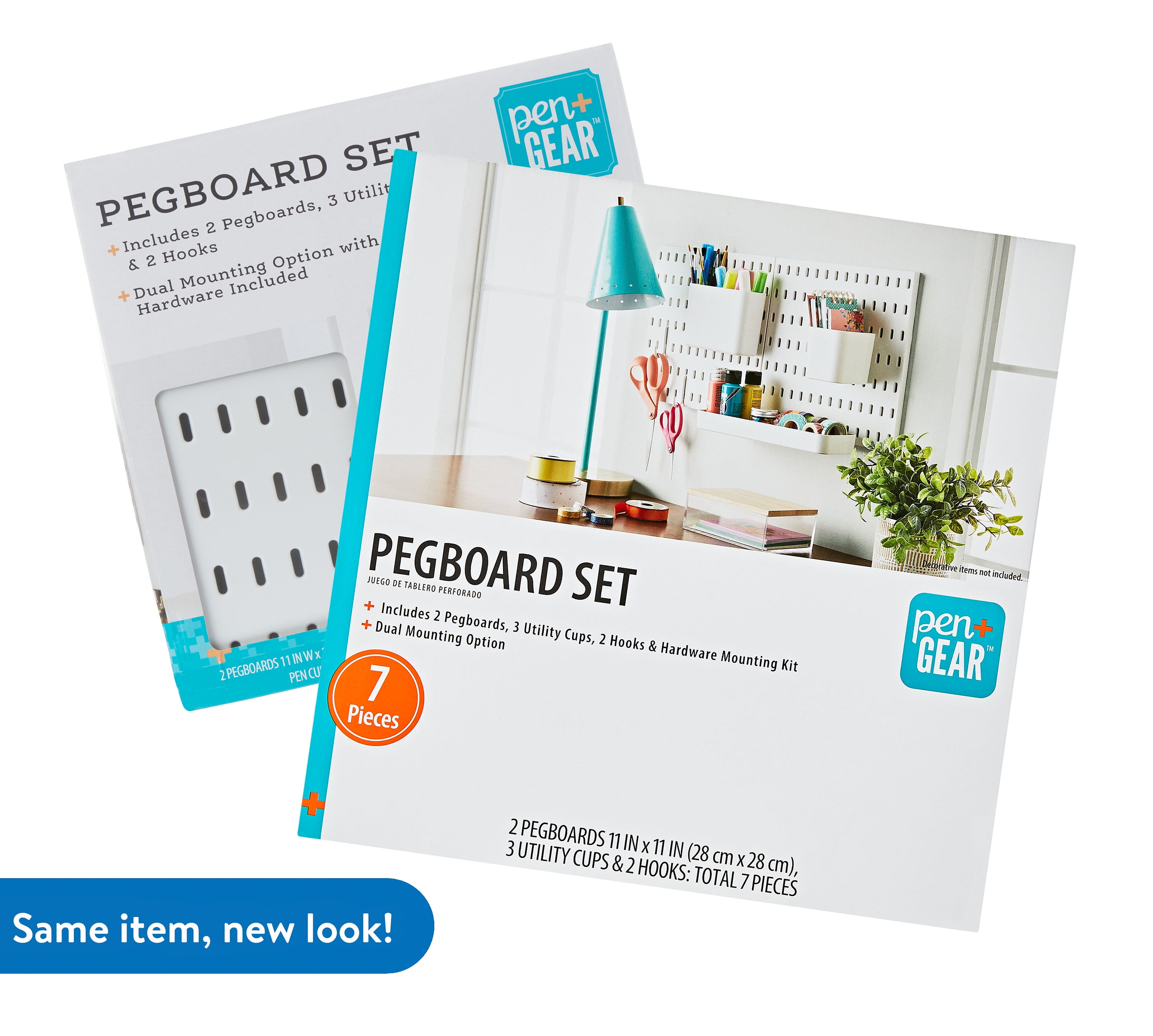 (2 pack) Pen+Gear Pegboard Set, White, 7 Pieces, Wall Hanging