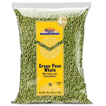 Rani Green Peas Whole, Dried (Vatana, Matar) 4lbs (64oz) ~ All Natural | Vegan | Gluten Friendly | Kosher | Product of USA