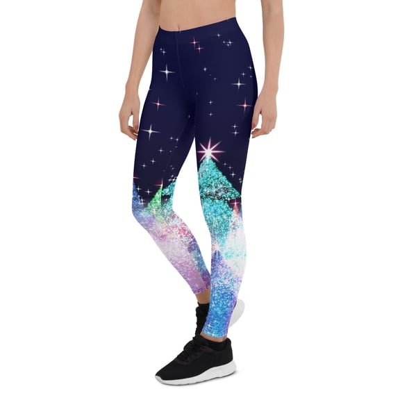Shimmery Christmas Tree Print Leggings Size: XS for Women | FIERCEPULSE