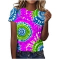 thumbnail image 2 of Viluyesy Womens Short Sleeve T Shirts Crew Neck Casual Loose Fit Tie Dye Print Summer Tops Purple Size XL, 2 of 6