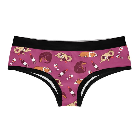 Womens Drink Wine and Pet My Dog Panties Funny Saying Cute Bikini Brief Underwear
