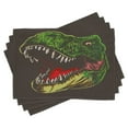 thumbnail image 1 of Ambesonne Dinosaur Place Mats Set of 4, Aggressive Wild T-Rex, Standard Size, Dark Brown Fern Green, 1 of 6