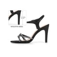 thumbnail image 2 of BLISSFUL STEP Open Toe Rhinestone Heel Slingback Stiletto Heels Sandals for Women Black (Size 6), 2 of 7