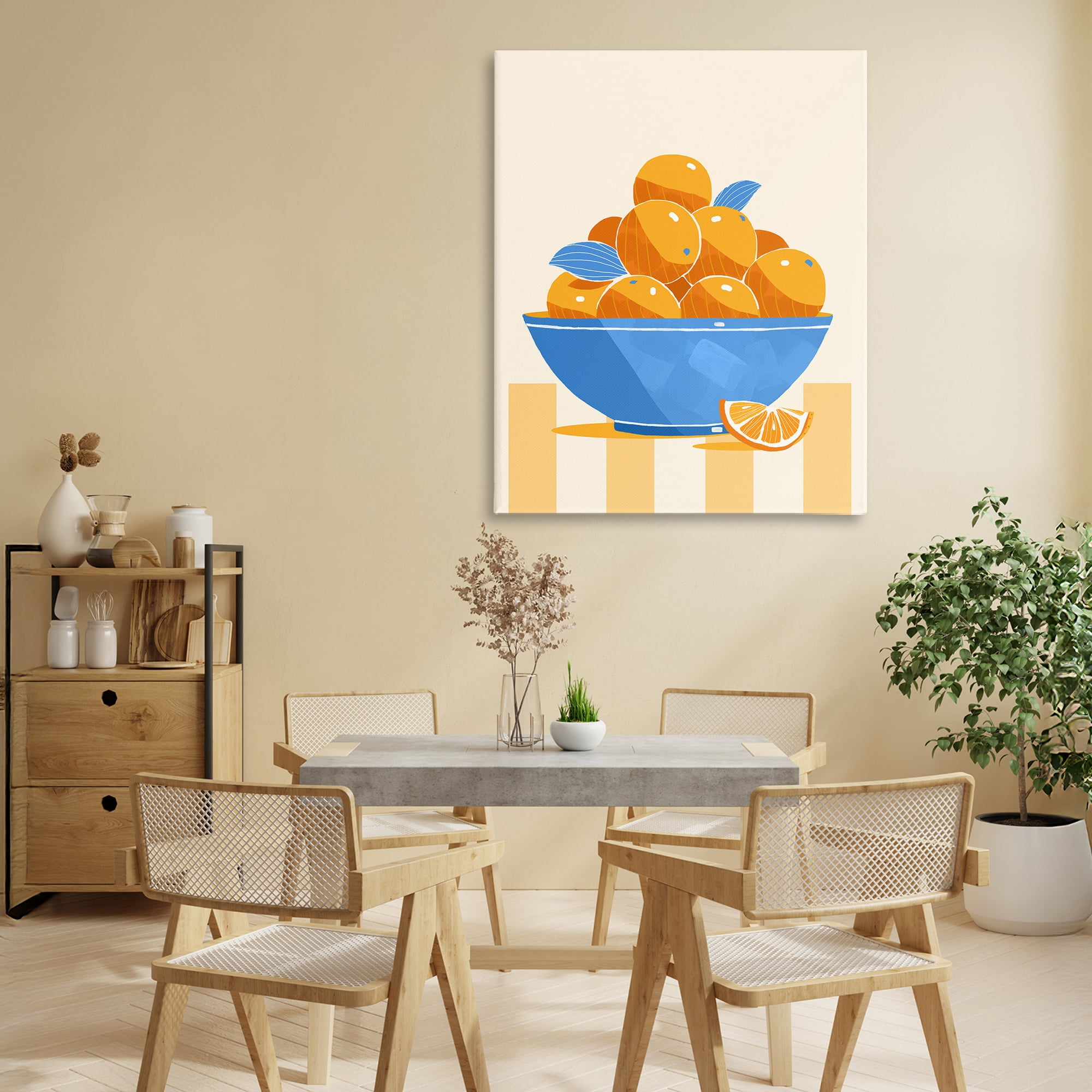 Stupell Industries Orange Citrus Bowl Striped Canvas Wall Art, design by Lucca Sheppard