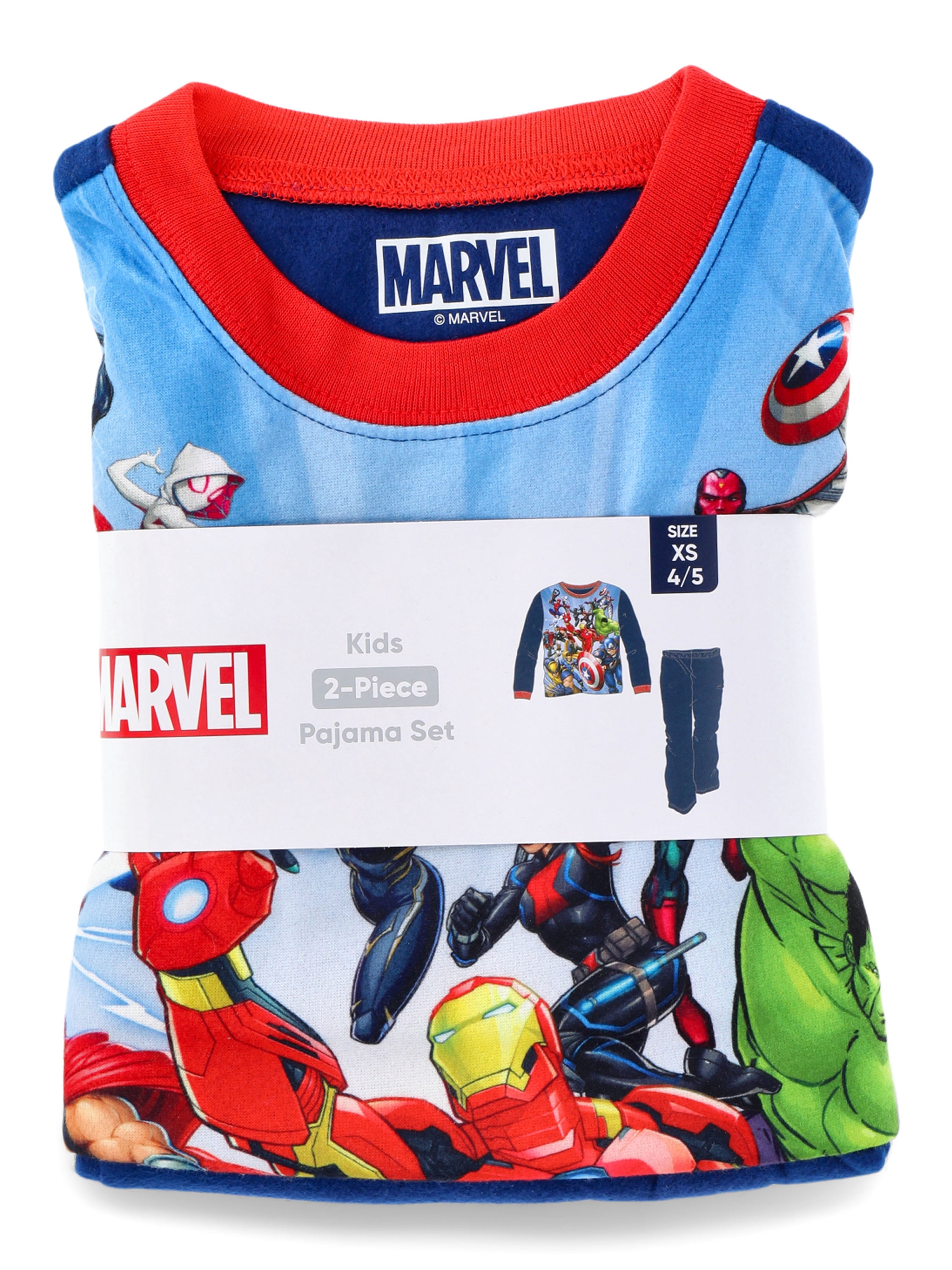 Marvel Boys Long Sleeve Top and Pants Pajama Set, 2-Piece, Sizes 4-12