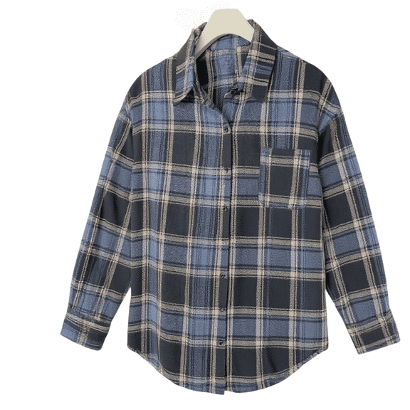 Plaid Shirts for Women! Comdrip Ladies' Autumn Style Loose Casual Retro Plaid Long Sleeved Shirt Womens Gingham Top Black L