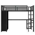 thumbnail image 4 of New Twin XL Size Loft Bed Frame with Built-in Wardrobe, Metal Loft Bed with Desk and Storage Shelves, Black, 4 of 11