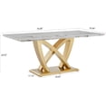 thumbnail image 2 of Modern Dining Table 70" Rectangular Kitchen Table with Imitation Marble Grain MDF Wooden Top & Iniregular Gold Base,Faux Marble Dinner Furniture for Kitchen Dining Room/Meeting Room, 2 of 9