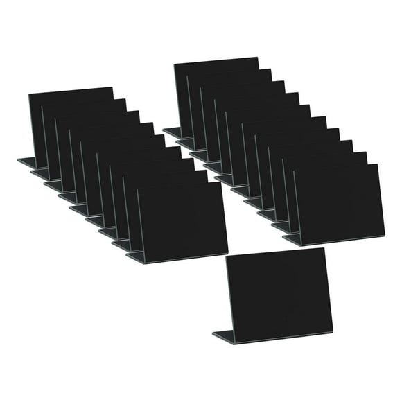 20 letreros de pizarra acrílicos pequeños, letreros de pizarra en blanco, reutilizables y decorativos. Negro